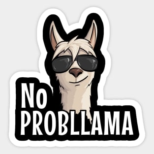 Funky Hipster Llama With Sunglasses No Prob-Llama Sticker